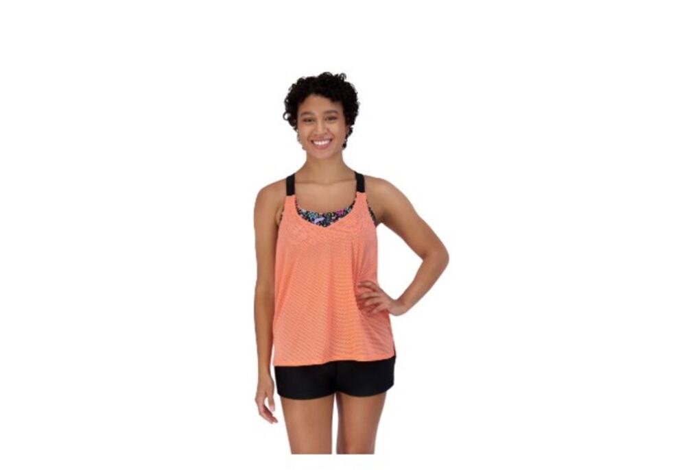 ZeroXposur Women’s 2-Piece Wide Strap 2For Tankini Set Coral Size M